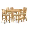 East West Furniture Cacf7h-oak-c 7 Pc Counter Height Set-pub Table And 6 Bar Stools With Backs