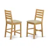 East West Furniture Café Pub Counter Height With Cushion Seat - Natural Oak Finish, Set Of 2