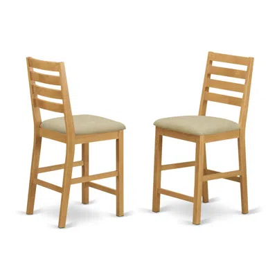 East West Furniture Café Pub Counter Height With Cushion Seat - Natural Oak Finish, Set Of 2