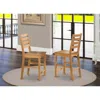 East West Furniture Café Pub Counter Height With Wood Seat - Natural Oak Finish, Set Of 2