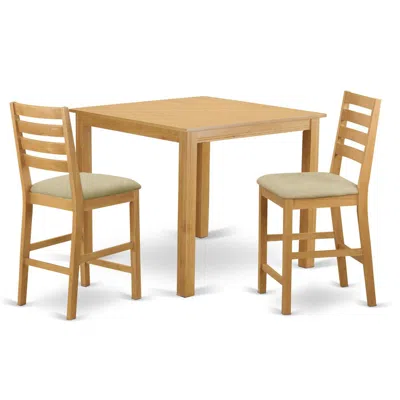 East West Furniture Cafe3-oak-c 3 Pc Counter Height Dining Room Set-pub Table And 2 Counter Height Stool