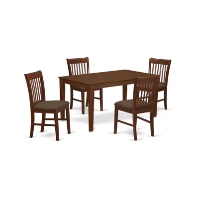 East West Furniture Cano5-mah-c 5 Pc Dining Room Set-dining Table And 4 Dining Chairs