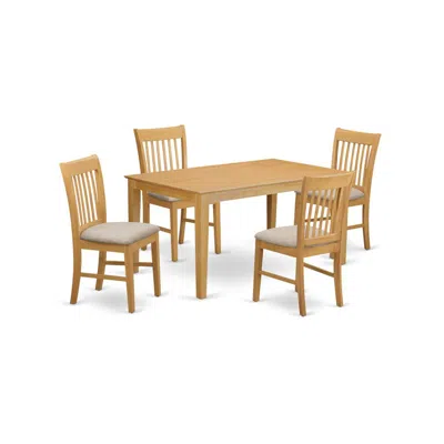 East West Furniture Cano5-oak-c 5 Pc Table Set - Dining Table And 4 Dining Chairs