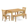 East West Furniture Cano5c-oak-c 5 Pc Dining Room Set - Small Kitchen Table And 2 Dining Chairs With 2 Benches In Brown