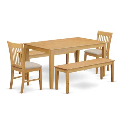 East West Furniture Cano5c-oak-c 5 Pc Dining Room Set - Small Kitchen Table And 2 Dining Chairs With 2 Benches