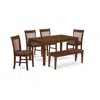 East West Furniture Cano6c-mah-c 6-pc Dining Table With Bench Set- Table And 4 Dining Chairs And Bench