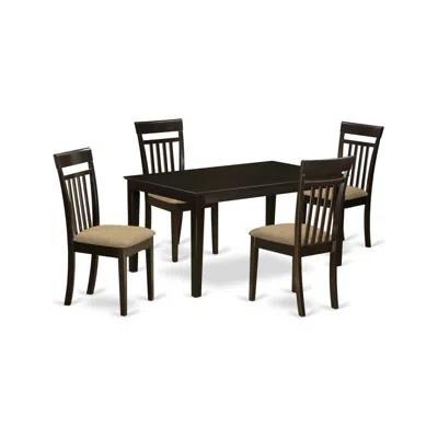 East West Furniture Cap5s-cap-c 5 Pc Formal Dining Room Set - Dining Table Top And 4 Dining Chairs In Blue