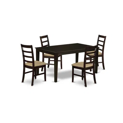 East West Furniture Capf5-cap-c 5 Pc Dining Room Set For 4- Dining Table And 4 Dining Chairs