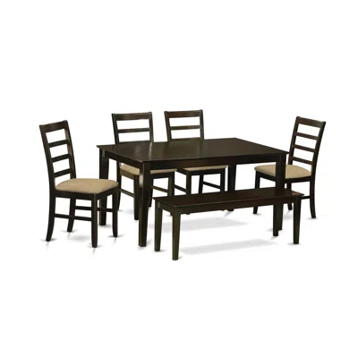 East West Furniture Capf6-cap-c 6 Pc Kitchen Table With Bench Set-dinette Table And 4 Kitchen Chairs And Bench In Blue