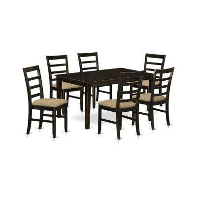 East West Furniture Capf7-cap-c 7 Pc Dining Room Set For 6-table And 6 Chairs For Dining Room
