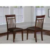 East West Furniture Capri Slat Back Chair For Dining Room With Leather Upholstered Seat , Set Of 2