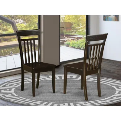 East West Furniture Capri Slat Back Kitche Dining Chair With Wood Seat, Set Of 2