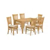 East West Furniture Cava7-oak-c 7 Pc Dining Room Set - Kitchen Dinette Table And 6 Dining Chairs In Brown