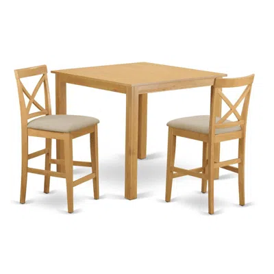 East West Furniture Cfpb3-oak-c 3 Pc Counter Height Pub Set - Dining Table And 2 Counter Height Dining Chair.