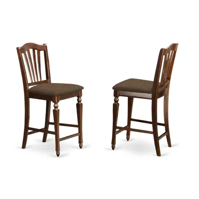 East West Furniture Chelsea Stools With Upholstered Seat, 24" Seat Height, Set Of 2