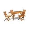 East West Furniture Cmdk5cwna 5-pc Outdoor Coffee Table Set- 4 Outdoor Folding Chairs Slatted Back And Modern Coffee Tab