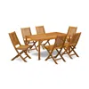 East West Furniture Cmdk7cwna 7-pc Outdoor Table Set- 6 Patio Chairs Slatted Back And Outdoor Table And Rectangular Top 