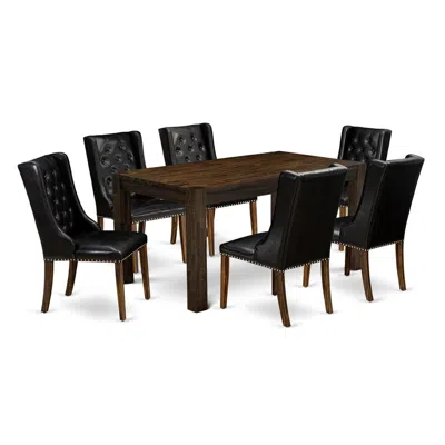 East West Furniture Cnfo7-77-49 7-pc Kitchen Room Table Set In Black
