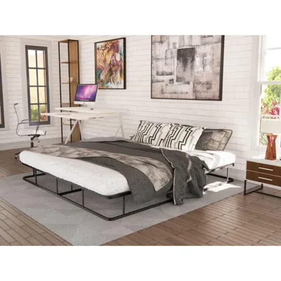 East West Furniture Dhkbblk Dothan Metal King Bed Frame With Magnificent Design Headboard And Footboard - Premium Metal  In Blue
