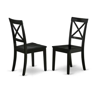 East West Furniture Dining Chair Black, Boc-blk-w (set Of 2)