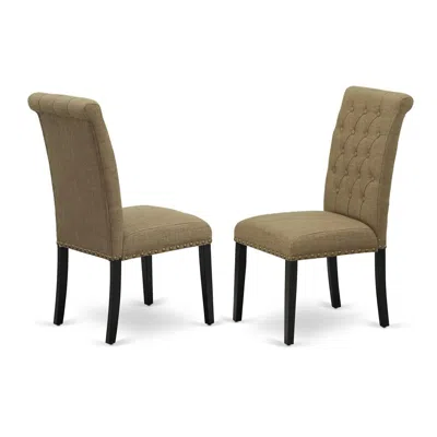 East West Furniture Dining Chair Black, Brp1t17 In Multi