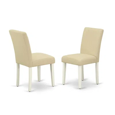East West Furniture Dining Chair Linen White, Abp2t02 In Black