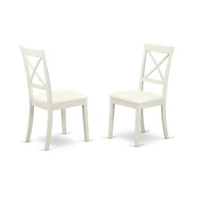 East West Furniture Dining Chair Linen White, Boc-whi-lc