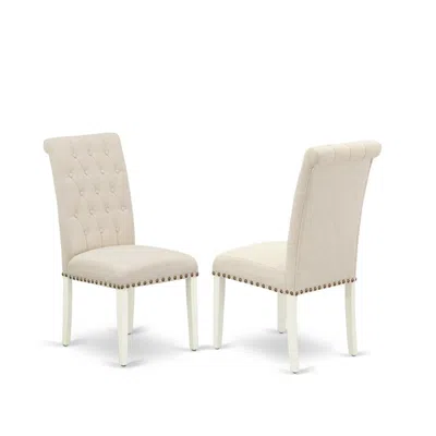 East West Furniture Dining Chair Linen White, Brp2t02 In Neutral