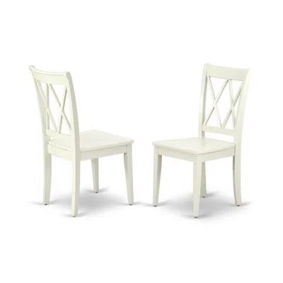 East West Furniture Dining Chair Linen White, Clc-lwh-w In Blue