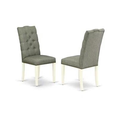 East West Furniture Dining Chair Linen White, Elp2t07