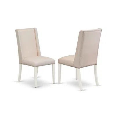East West Furniture Dining Chair Linen White, Flp2t01 In Brown
