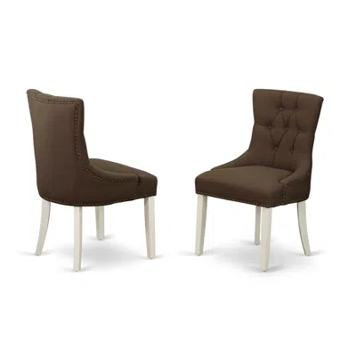 East West Furniture Dining Chair Linen White, Frp2b19 In Brown