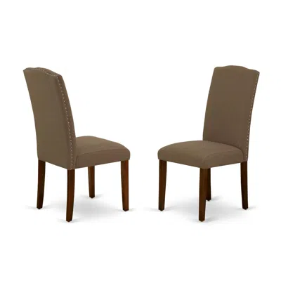 East West Furniture Dining Chair Mahogany, Enp3t18 In Brown