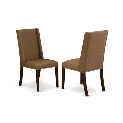 East West Furniture Dining Chair Mahogany, Flp3t18 In Brown