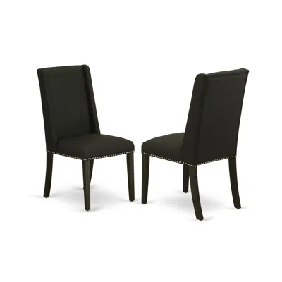 East West Furniture Dining Chair Wirebrushed Black, Flp6t24