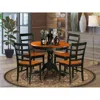 East West Furniture Dining Furniture Set - 5 Pcs With 4 Wooden Chairs In Black