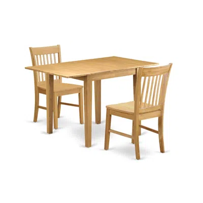 East West Furniture Dining Room 3-piece Set Oak, Ndno3-oak-w In Black