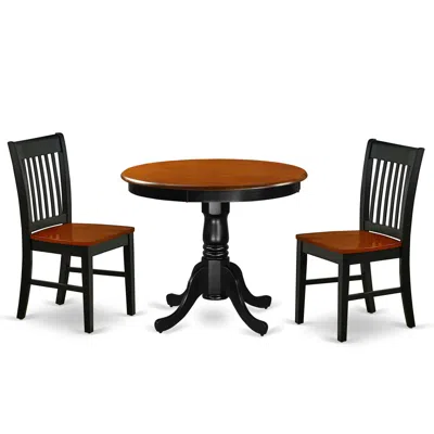 East West Furniture Dining Room Set Black & Cherry, Anno3-bch-w