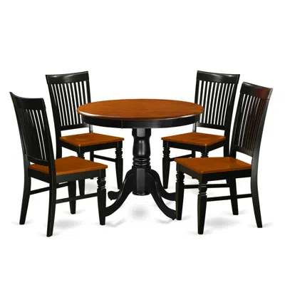 East West Furniture Dining Room Set Black & Cherry, Anwe5-bch-w