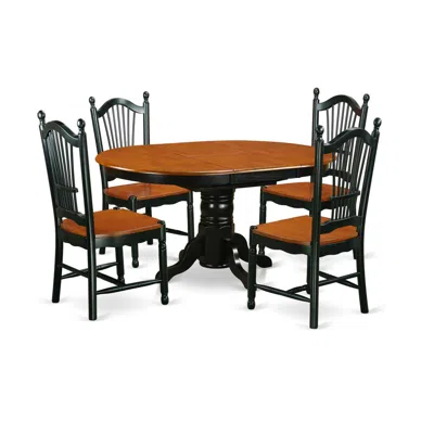 East West Furniture Dining Room Set Black & Cherry, Avdo5-bch-w In Brown