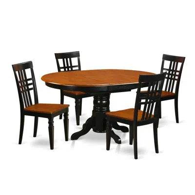 East West Furniture Dining Room Set Black & Cherry, Avlg5-bch-w In Brown