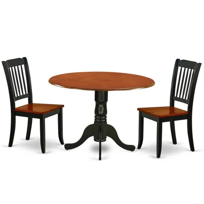 East West Furniture Dining Room Set Black & Cherry, Dlda3-bch-w