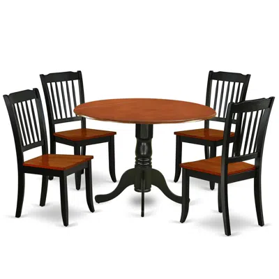 East West Furniture Dining Room Set Black & Cherry, Dlda5-bch-w In Orange