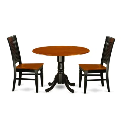East West Furniture Dining Room Set Black & Cherry, Dlwe3-bch-w In Burgundy