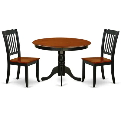 East West Furniture Dining Room Set Black & Cherry, Hlda3-bch-w
