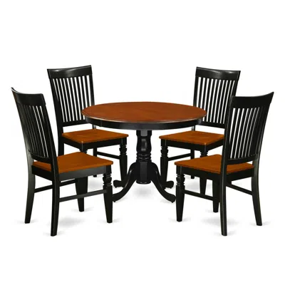 East West Furniture Dining Room Set Black & Cherry, Hlwe5-bch-w