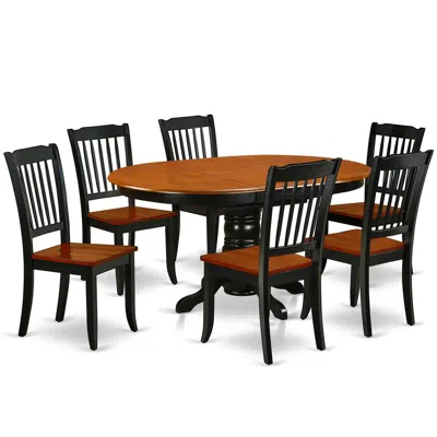 East West Furniture Dining Room Set Black & Cherry, Keda7-bch-w In Brown