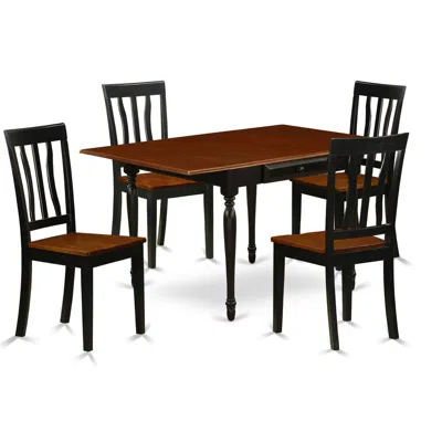 East West Furniture Dining Room Set Black & Cherry, Mzan5-bch-w In Brown