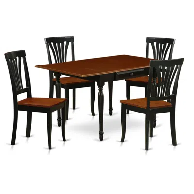 East West Furniture Dining Room Set Black & Cherry, Mzav5-bch-w