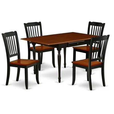 East West Furniture Dining Room Set Black & Cherry, Mzda5-bch-w In Brown